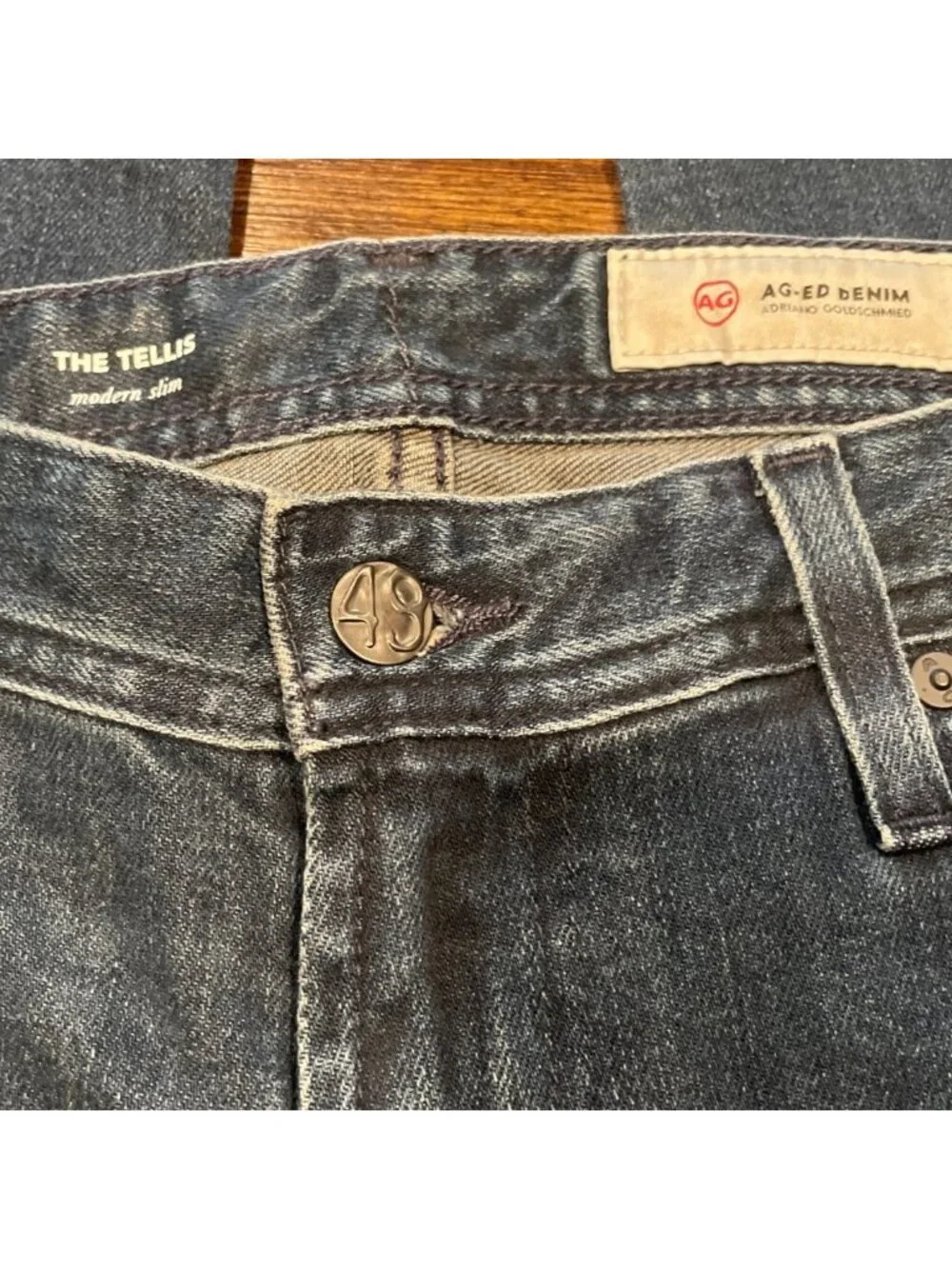 AG Tellis Modern Slim Jean Mens 32x34 Duke Dark Wash Stretch AG-ED Denim Skinny